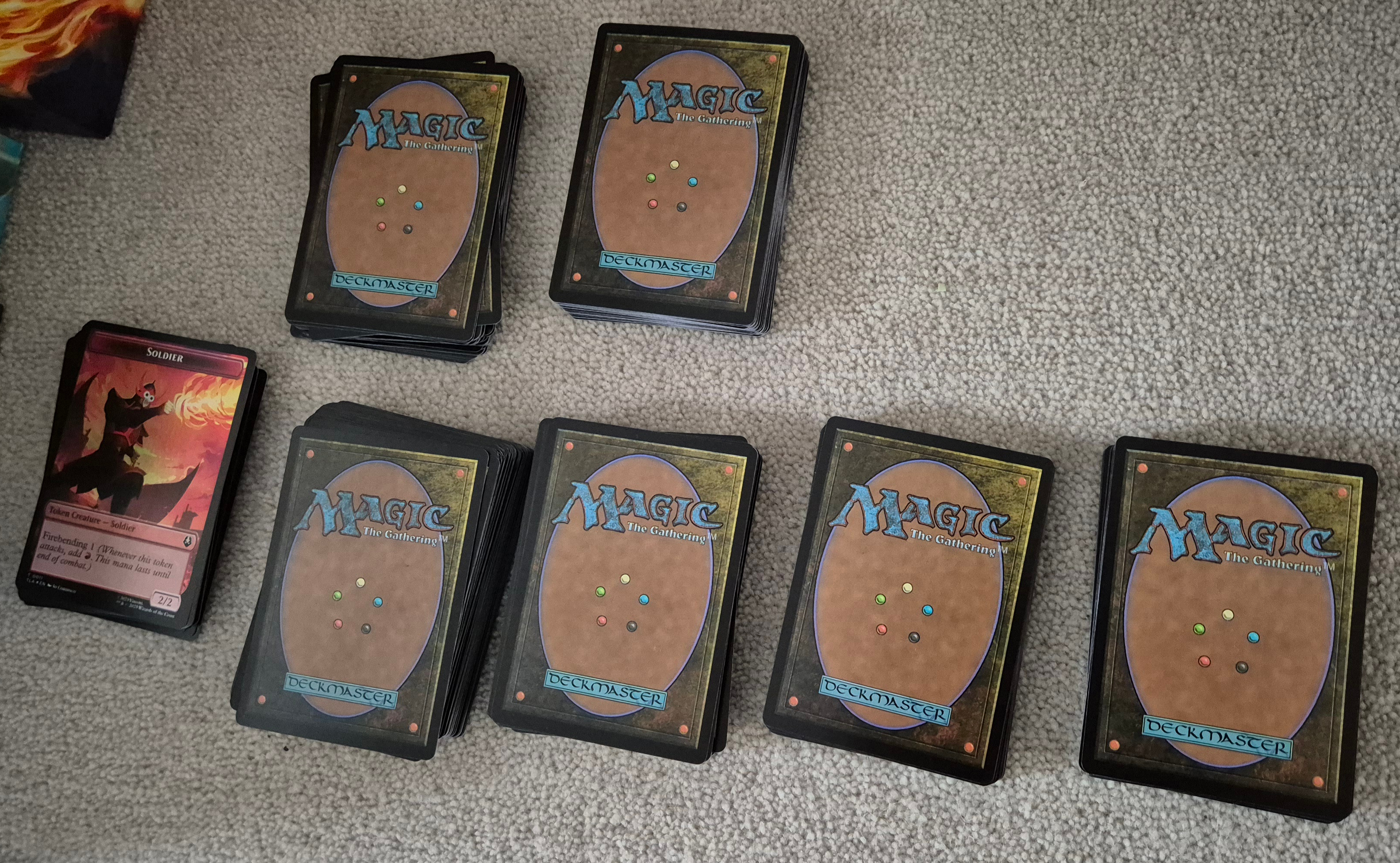 Stacks of MTG cards