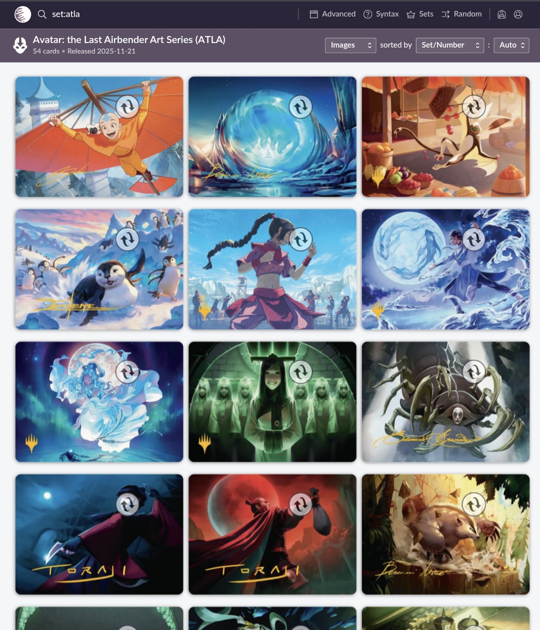 ATLA search results on Scryfall